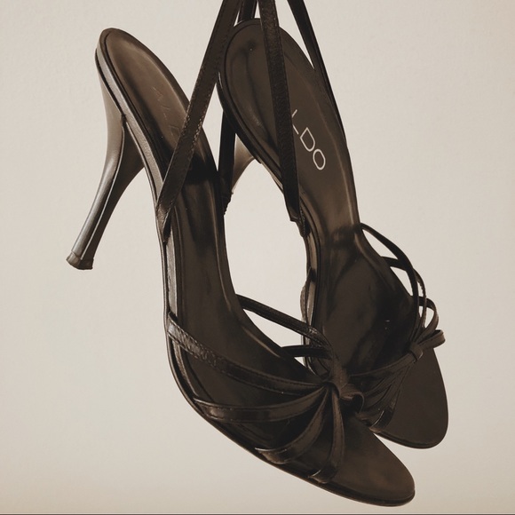 SOLD Black Strappy Heels - Picture 2 of 5